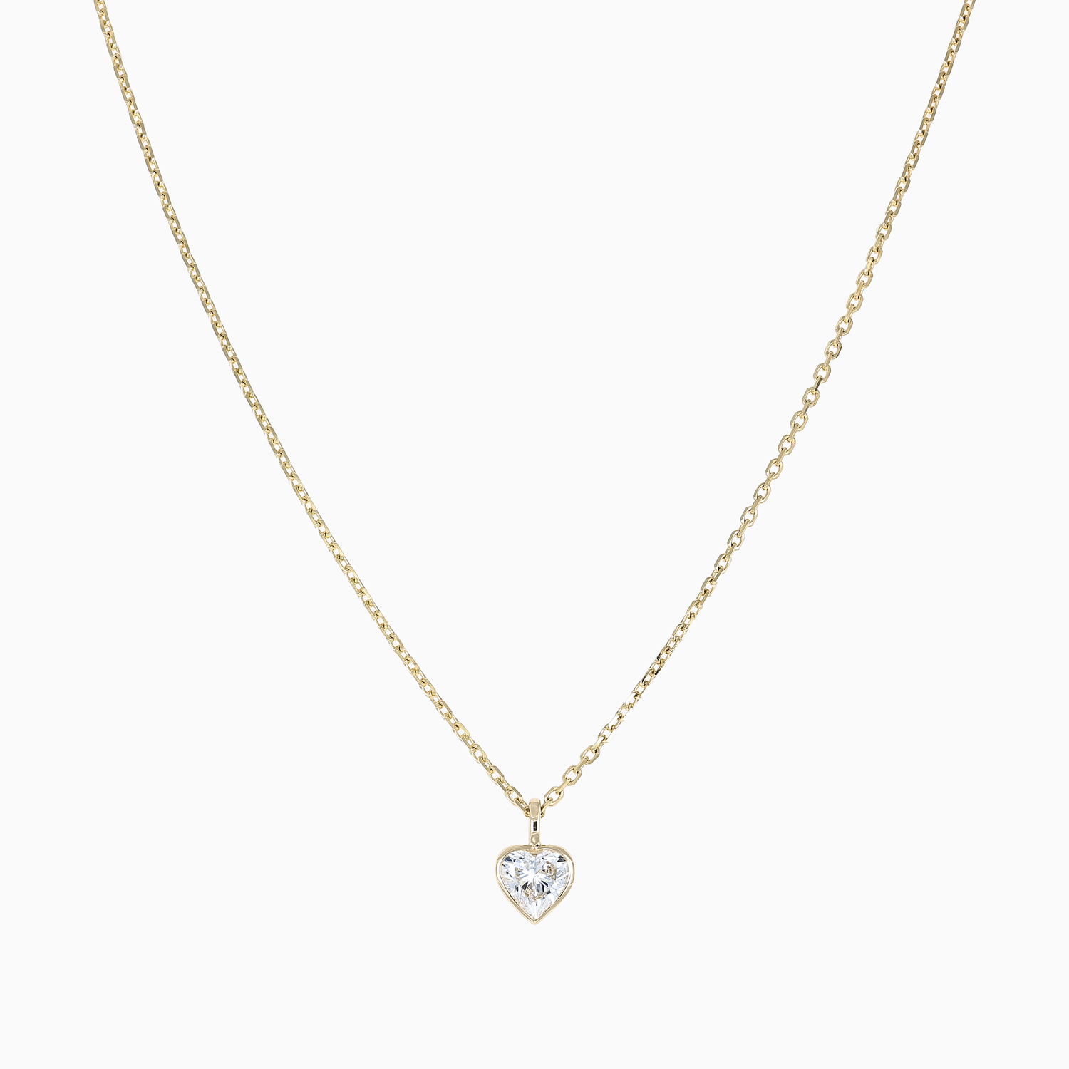 Heart-Shaped Lab-Grown Diamond Solitaire Pendant, 14k Yellow Gold